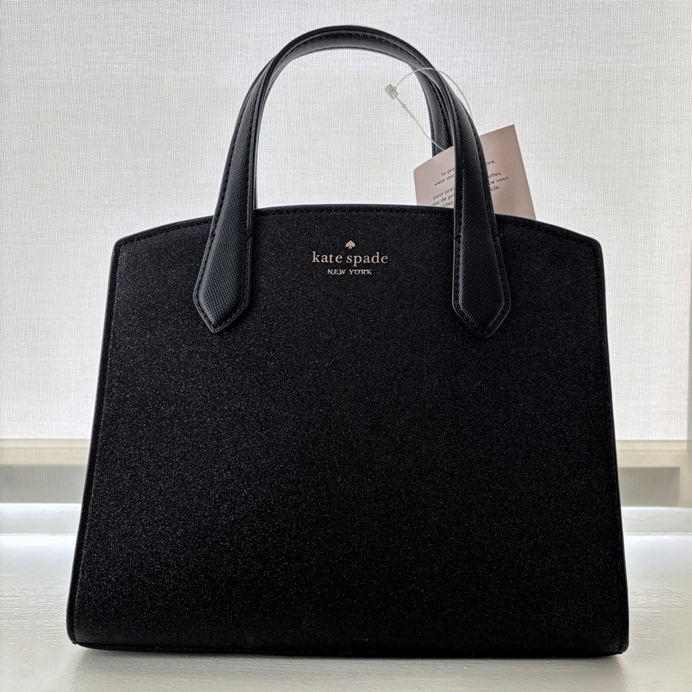 [NWT] Brand New Kate Spade Glitter Tinsel Satchel Black